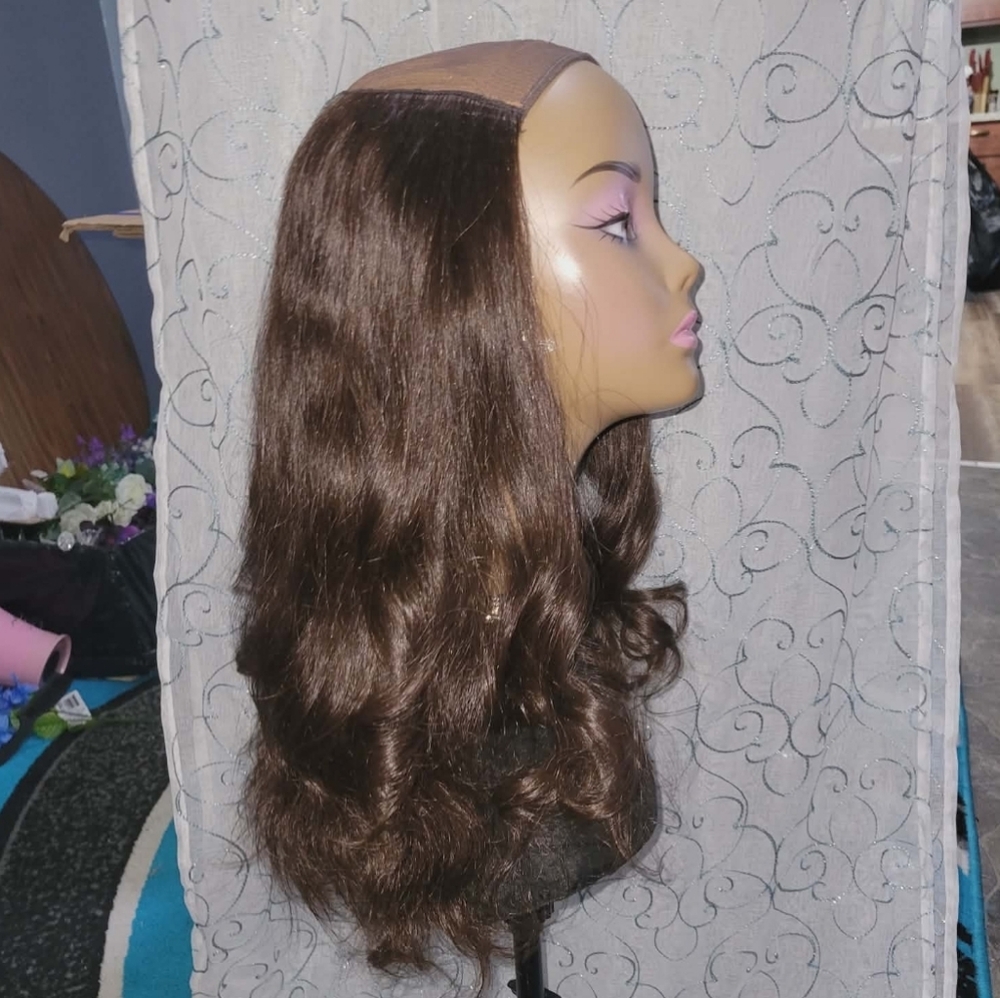 Tiffani Everyday Hat Wig By LU'S Wigs. Medium Brown Color. Human Hair Wig!